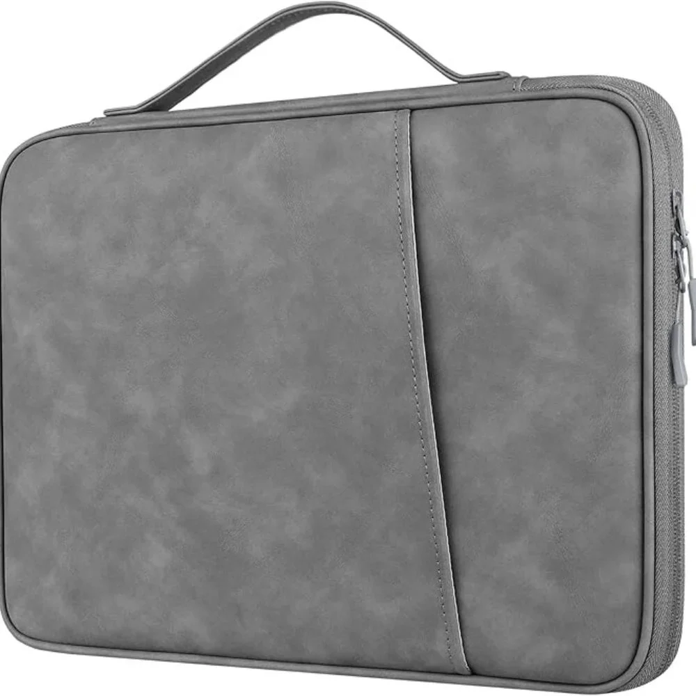 NEW! Faux Leather Laptop Computer Carrying Case w/Plush Pocket & Velcro Strap